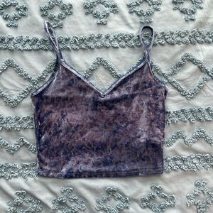 Velvet Tie-Dye V-Neck Crop Cami - Blue